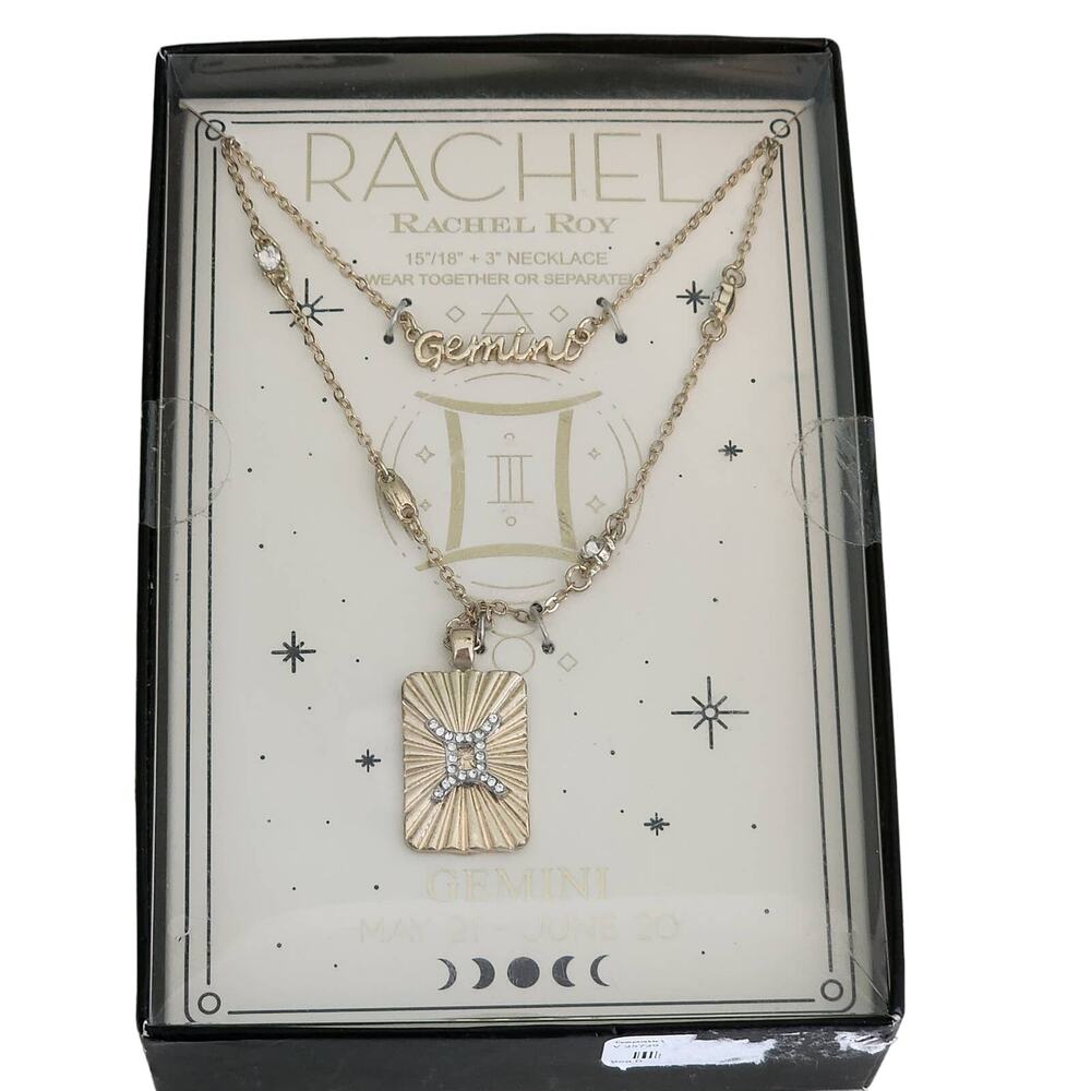 Rachel Roy Gemini Zodiac Layered Necklace Set in Gold New in Box